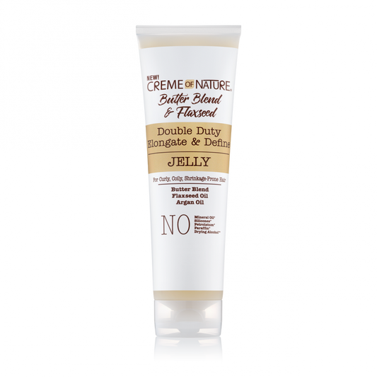 CREME OF NATURE BUTTER BLEND & FLAXSEED DOUBLE DUTY ELONGATE & DEFINE JELLY 8.4 OZ.