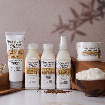 CREME OF NATURE BUTTER BLEND & FLAXSEED DOUBLE DUTY ELONGATE & DEFINE JELLY 8.4 OZ.