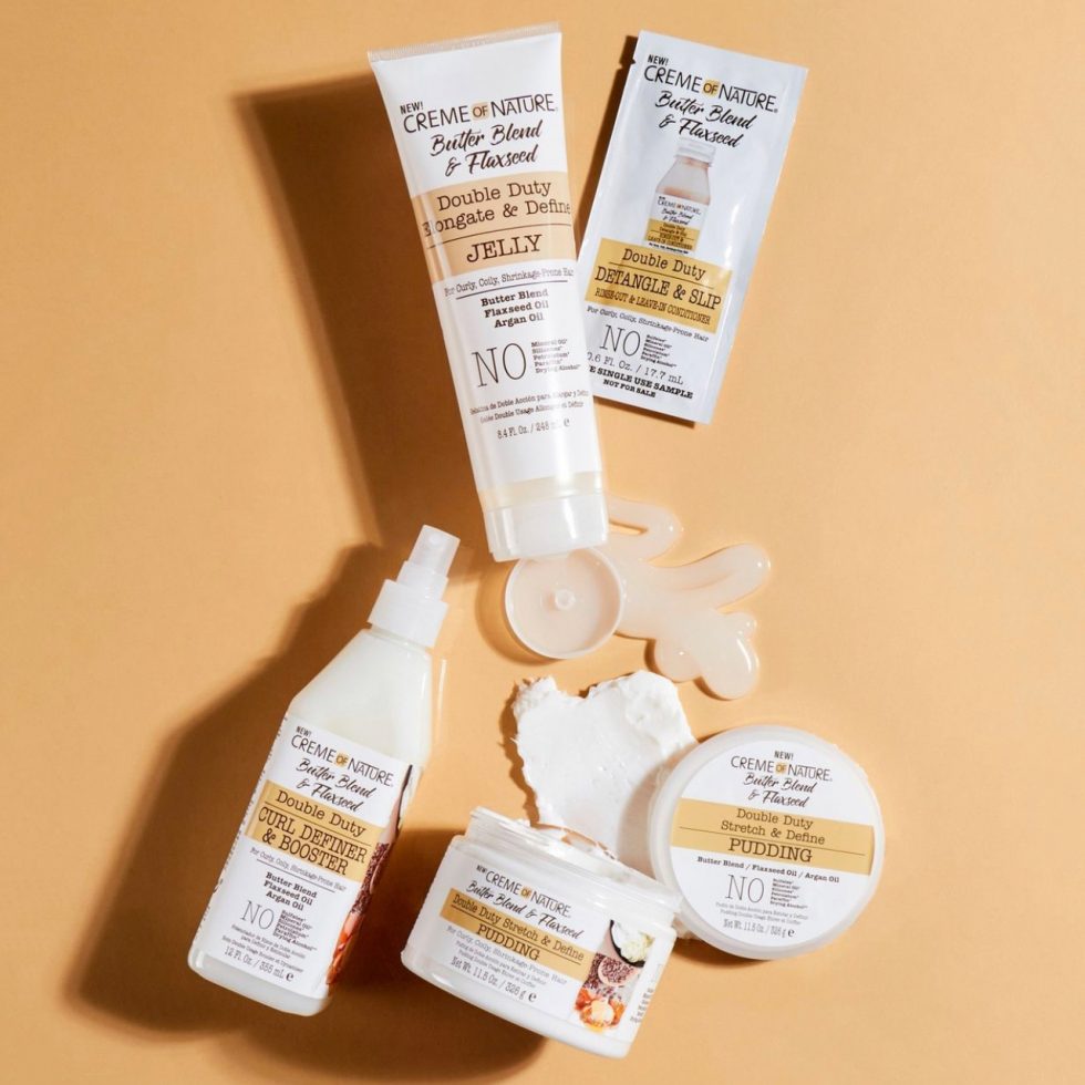 CREME OF NATURE BUTTER BLEND & FLAXSEED DOUBLE DUTY ELONGATE & DEFINE JELLY 8.4 OZ.