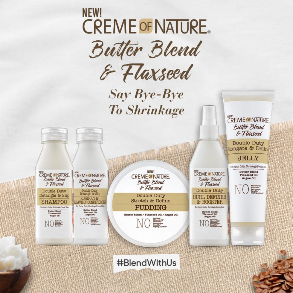 CREME OF NATURE BUTTER BLEND & FLAXSEED DOUBLE DUTY CURL DEFINER & BOOSTER 12 OZ.