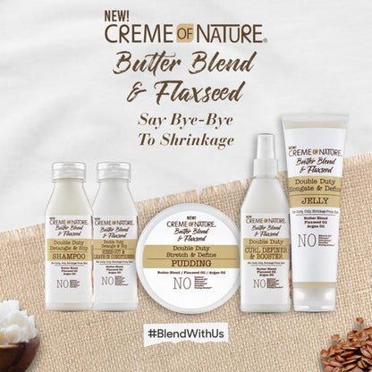 CREME OF NATURE BUTTER BLEND & FLAXSEED DOUBLE DUTY CURL DEFINER & BOOSTER 12 OZ.