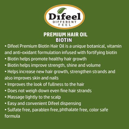 DIFEEL BIOTIN PREMIUM HAIR OIL 2.5 OZ.