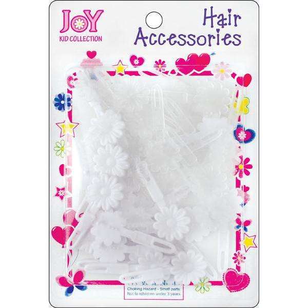 JOY WHITE & CLEAR PETITE DAISY BARRETTES