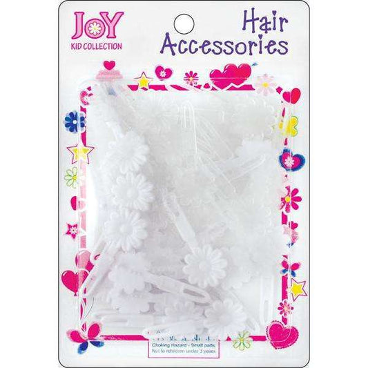 JOY WHITE & CLEAR PETITE DAISY BARRETTES