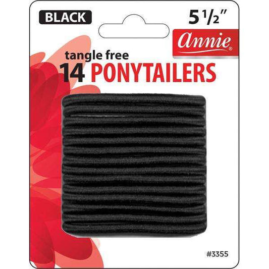 ANNIE NO TANGLE BLACK PONYTAILERS 5 1/2” - 14CT