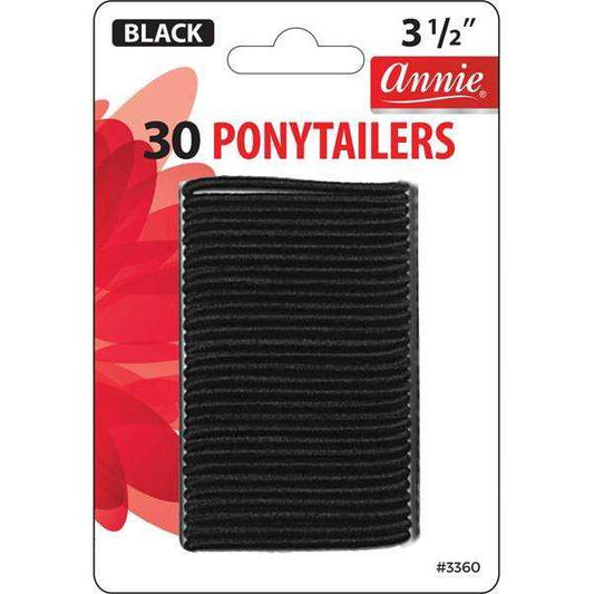 ANNIE NO TANGLE BLACK THIN PONYTAILERS 3 1/2” - 30CT