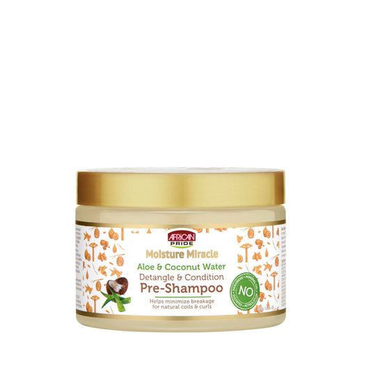 AFRICAN PRIDE MOISTURE MIRACLE ALOE & COCONUT WATER PRE-SHAMPOO 12 OZ.