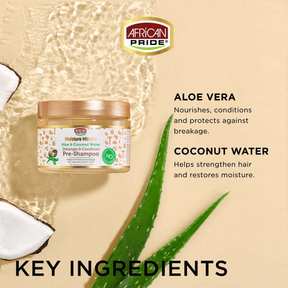 AFRICAN PRIDE MOISTURE MIRACLE ALOE & COCONUT WATER PRE-SHAMPOO 12 OZ.