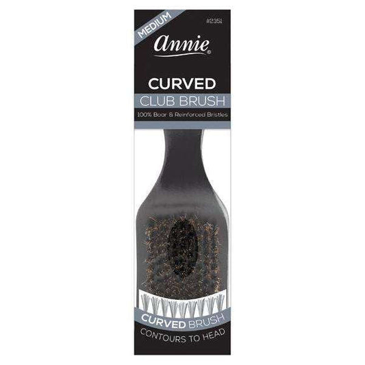 ANNIE MEDIUM CLUB CURVED HANDLE 100% PURE BOAR BRISTLES BRUSH