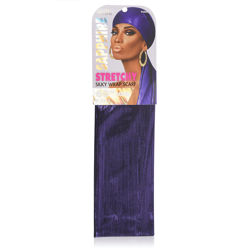 MS. REMI SAPPHIRE STRETCHY SILKY WRAP SCARF 60”