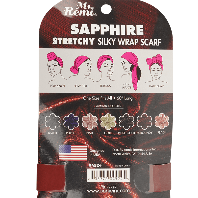 MS. REMI SAPPHIRE STRETCHY SILKY WRAP SCARF 60”