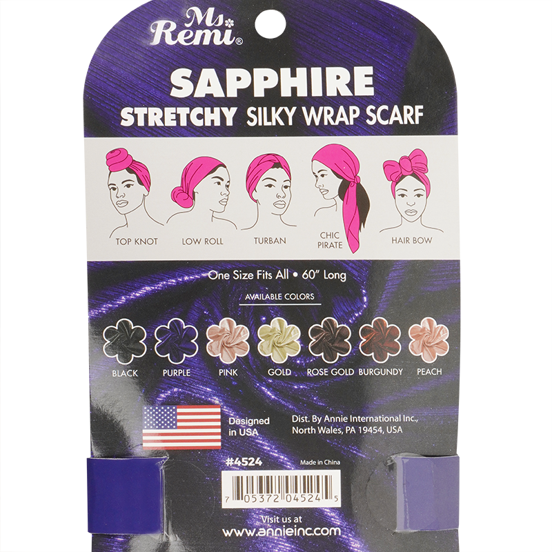 MS. REMI SAPPHIRE STRETCHY SILKY WRAP SCARF 60”