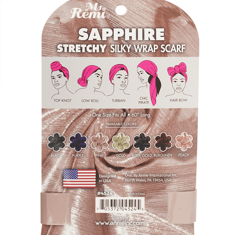 MS. REMI SAPPHIRE STRETCHY SILKY WRAP SCARF 60”