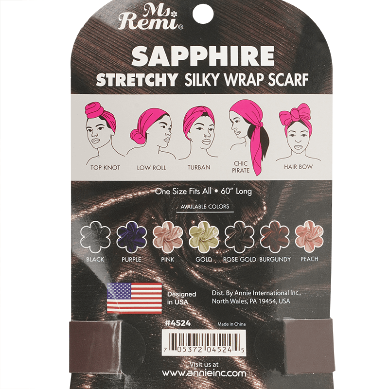 MS. REMI SAPPHIRE STRETCHY SILKY WRAP SCARF 60”