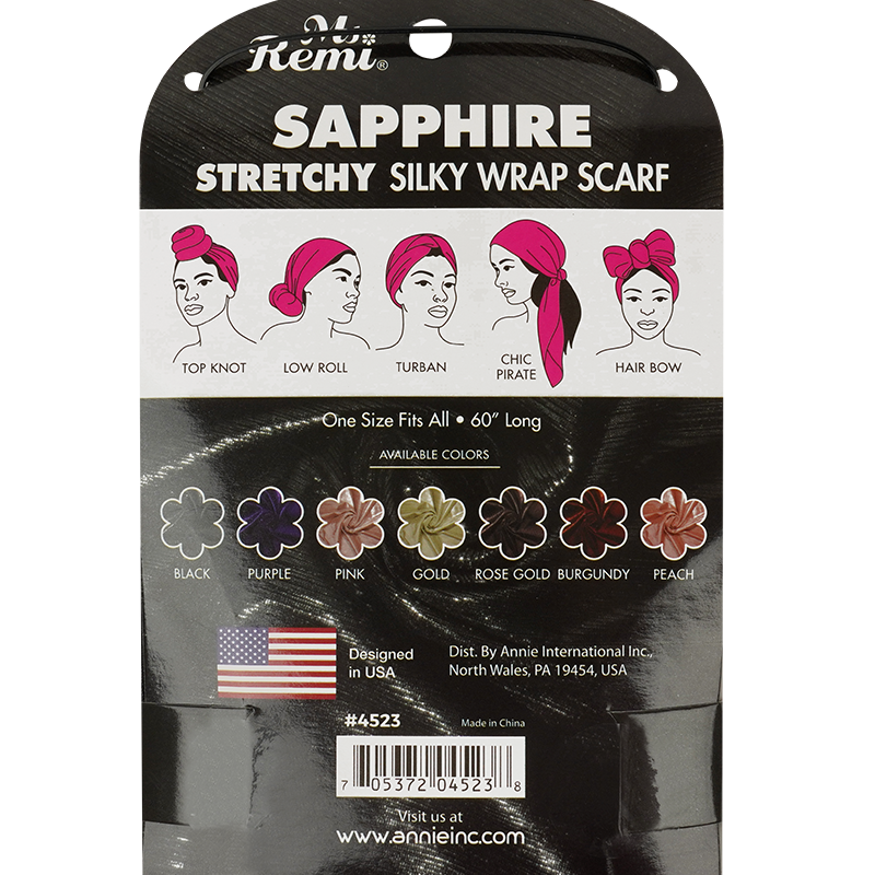MS. REMI SAPPHIRE STRETCHY SILKY WRAP SCARF 60”
