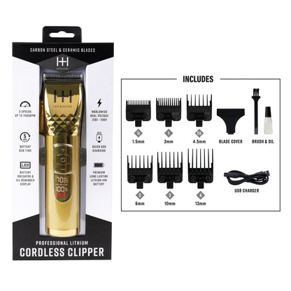 HOT & HOTTER PROFESSIONAL LITHIUM CORDLESS CLIPPER GOLD #5785