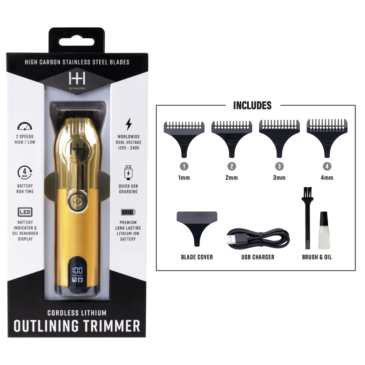 HOT & HOTTER PROFESSIONAL LITHIUM CORDLESS CLIPPER GOLD #5799