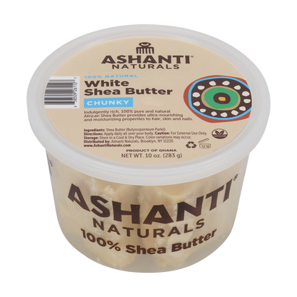 ASHANTI NATURALS 100% WHITE CHUNKY SHEA BUTTER 10 OZ.