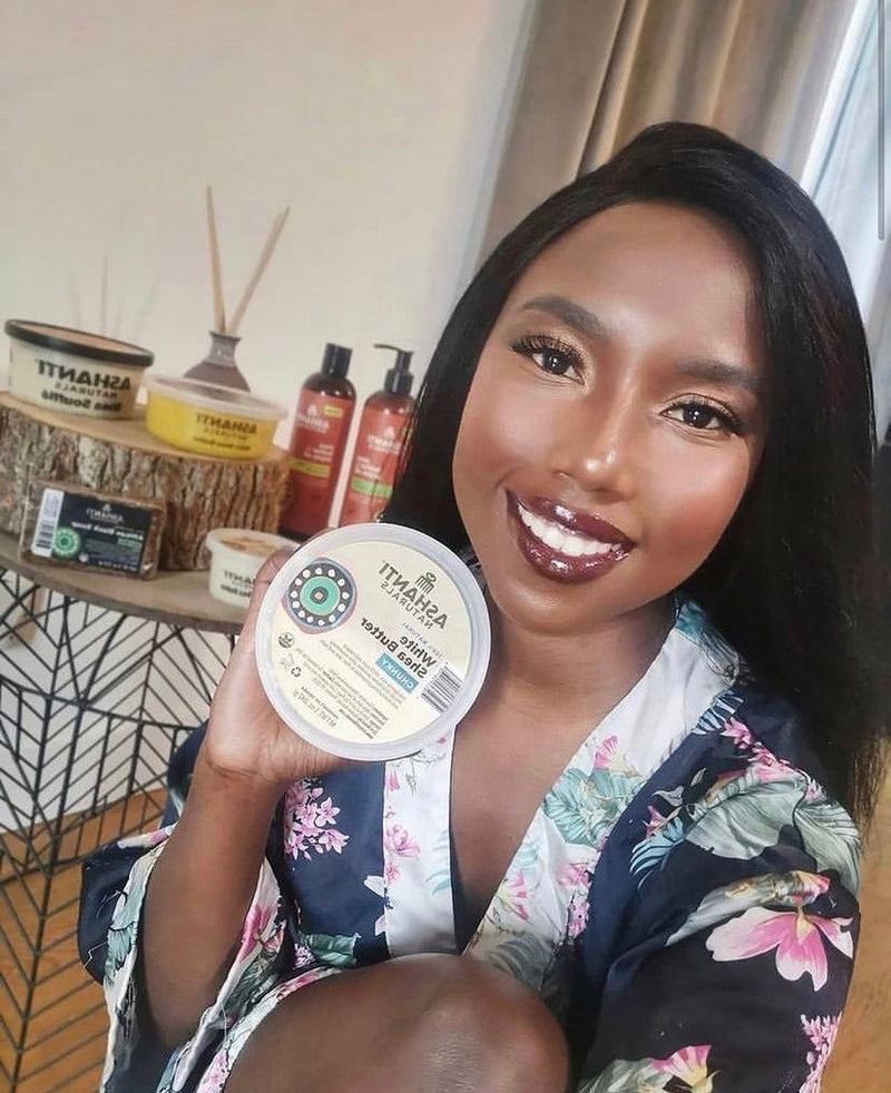 ASHANTI NATURALS 100% WHITE CHUNKY SHEA BUTTER 10 OZ.