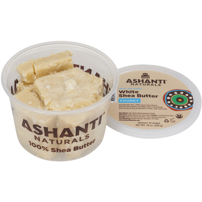 ASHANTI NATURALS 100% WHITE CHUNKY SHEA BUTTER 10 OZ.