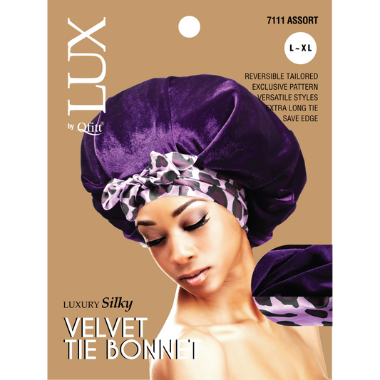 QFITT X-LARGE LUXURY SILKY VELVET TIE BONNET(ASSORT)  #7111