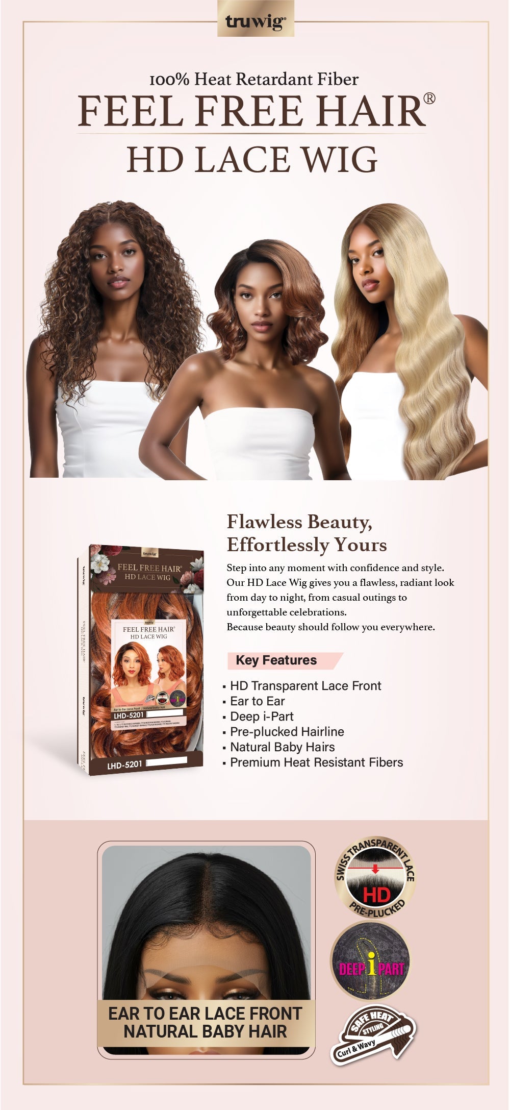 TRUWIG Feel Free Hair HD Lace Wig (LHD-5307)