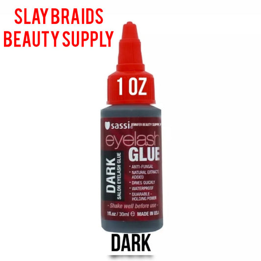 SASSI DARK EYELASH GLUE FOR REGULAR / STRIP / INDIVIDUAL / FLARE EYELASHES 1 OZ.