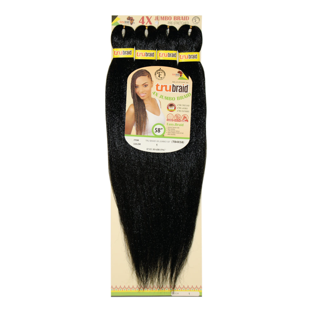 EVE HAIR TRU BRAID 4X JUMBO 58" PRE-STRETCH BRAIDING HAIR