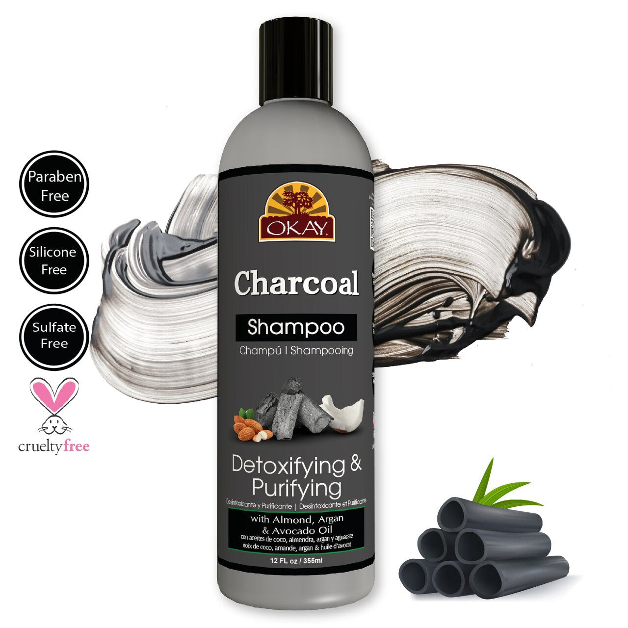 OKAY CHARCOAL DETOXIFYING & PURIFYING SHAMPOO 12OZ