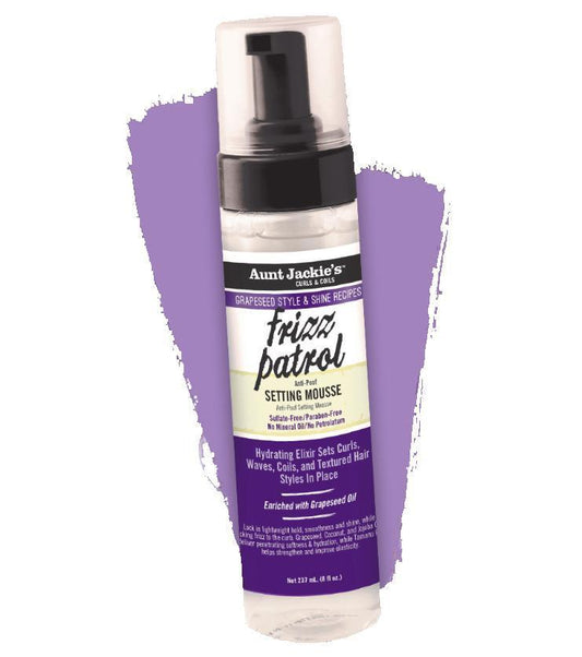 AUNT JACKIE’S GRAPESEED FRIZZ PATROL ANIT-POOF TWIST & CURL SETTING MOUSSE 8.5OZ