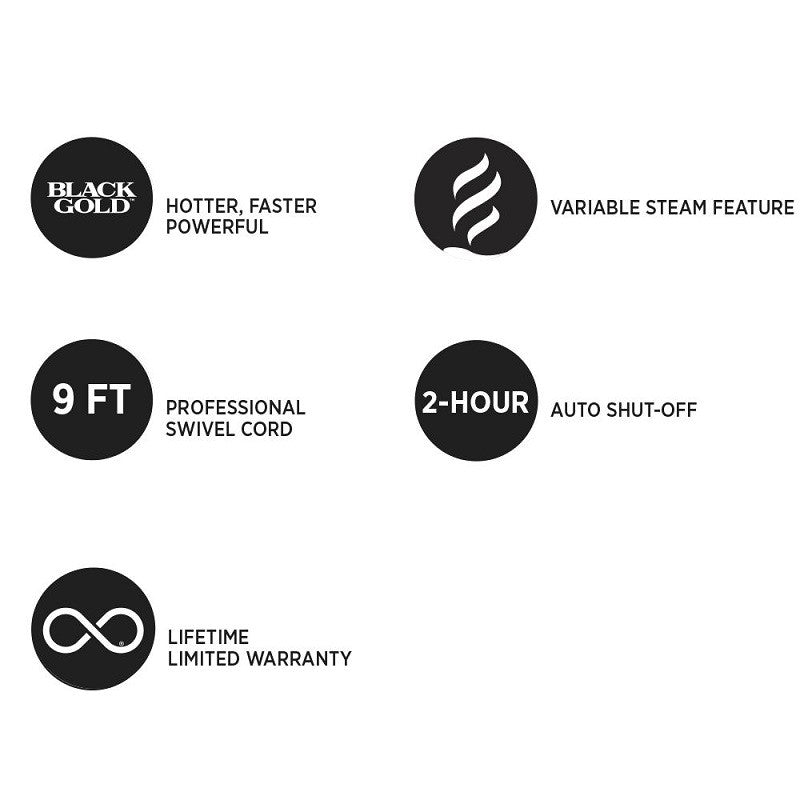 Hot Tools Professional Black Gold Steam Flat Iron 1.25"