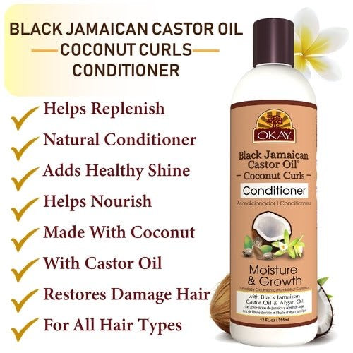 Okay Black Jamaican Castor Oil & Coconut Curls Conditioner - 12oz.