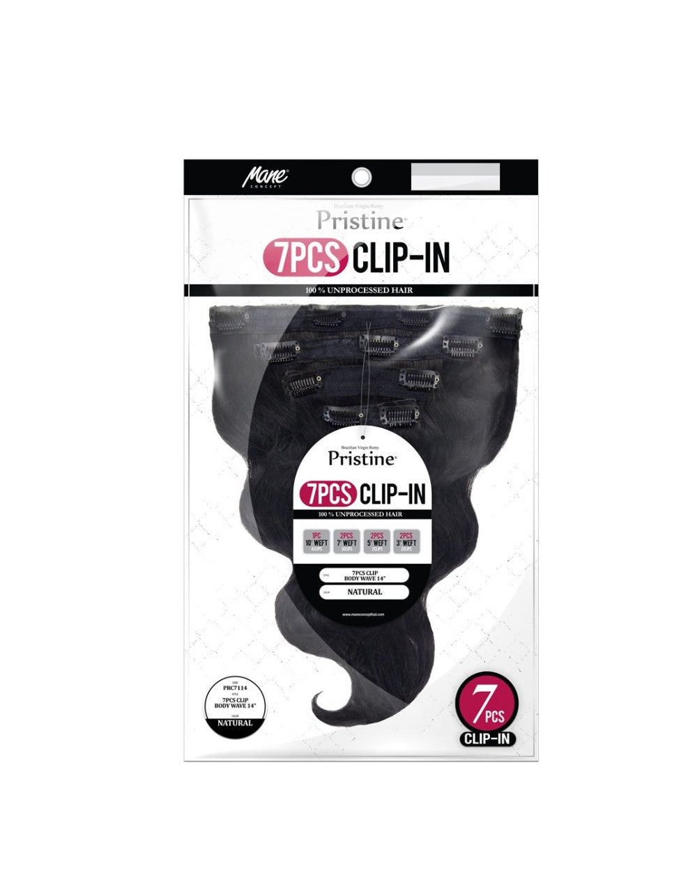 MANE CONCEPT 100% UNPROCESSED STRAIGHT BRAZILIAN VIRGIN REMY 7PCS CLIP-IN