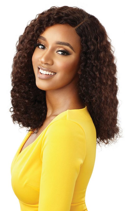 OUTRE 100% UNPROCESSED HUMAN HAIR LACE PART - WET & WAVY WIG - NATURAL DEEP 16″