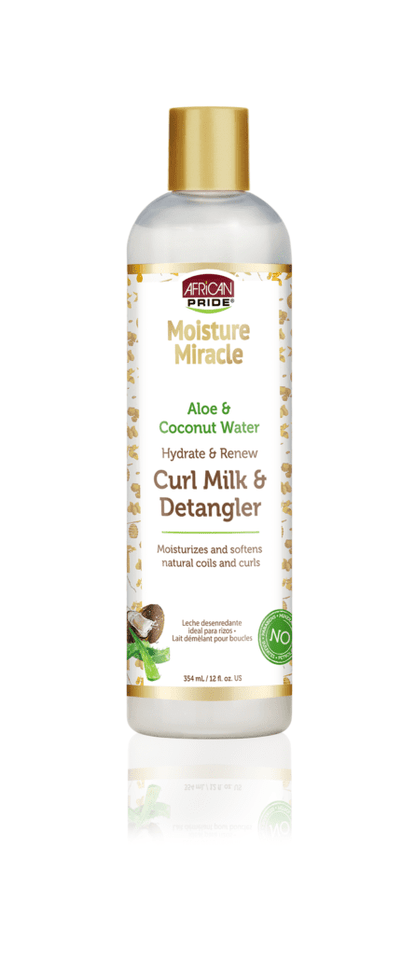 AFRICAN PRIDE MOISTURE MIRACLE CURL MILK AND DETANGLER 12 OZ.