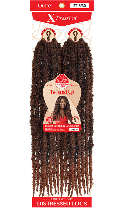 OUTRE SYNTHETIC X-PRESSION TWISTED UP CROCHET BRAID - 2X BONITA BUTTERFLY LOCS 18"