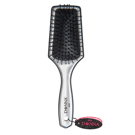 DONNA METALLIC SILVER PADDLE HAIR BRUSH