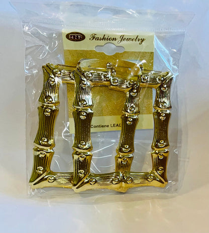 BAMBOO SQUARE HOOP EARRINGS- GOLD (75mm)