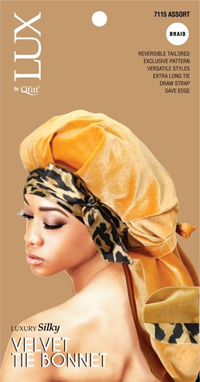 QFITT LUX SILKY VELVET TIE BRAID BONNET - MIXED