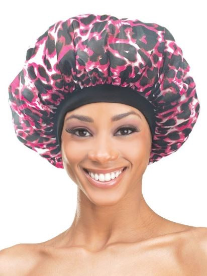 QFITT ORGANIC ARGAN, OLIVE & CASTOR PLUS PEPPERMINT LEOPARD PATTERNED SLEEP CAP