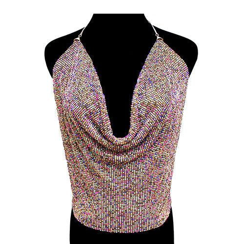 BACKLESS TOP MESH STONE CHAIN- BODY JEWELRY
