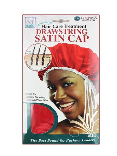 DONNA ANTIBACTERIAL HAIR CARE TREATMENT DRAWSTRING SATIN CAP #22075