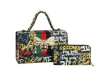 GRAFFITI LADY BEE HANDBAG W/WALLET