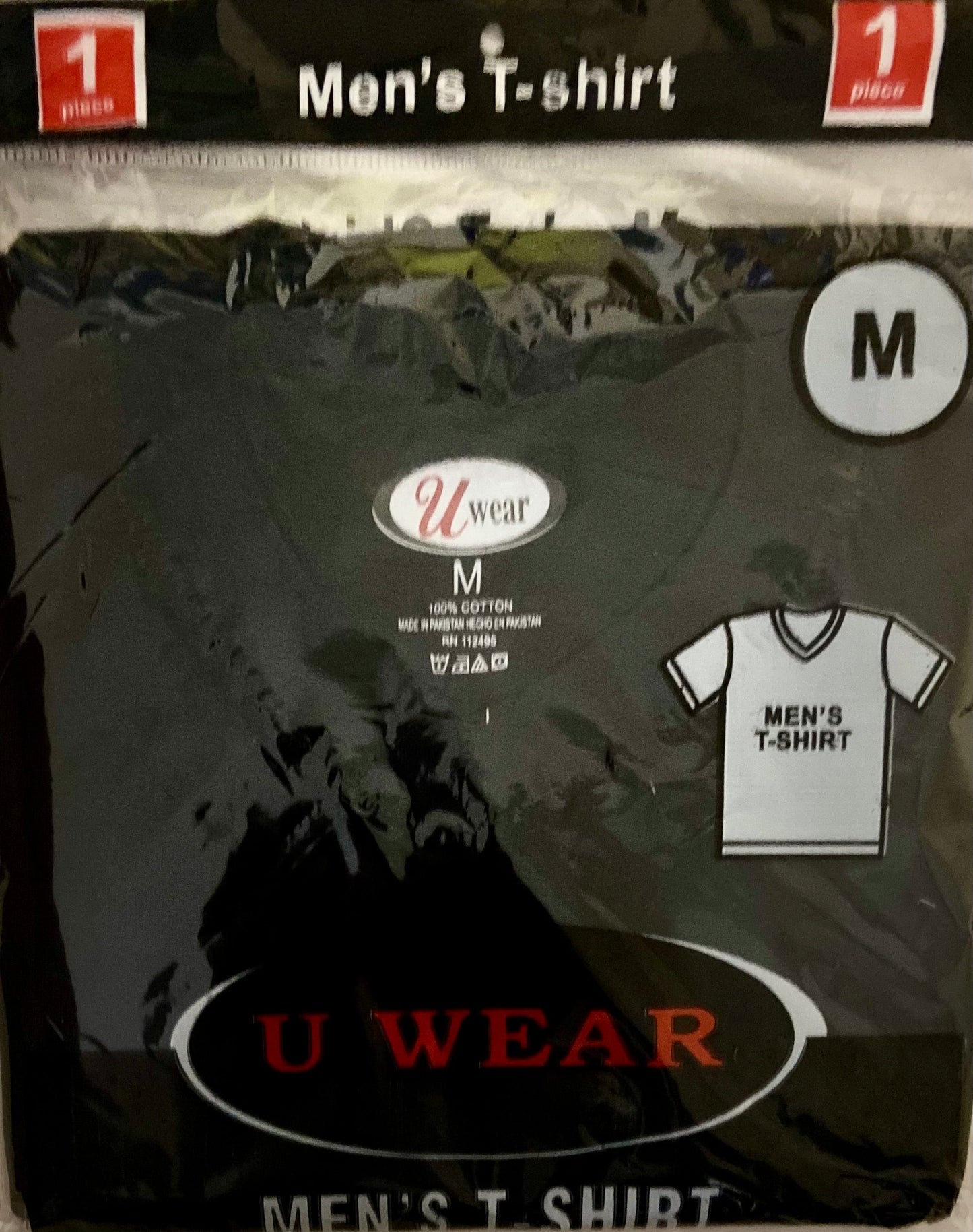 U WEAR MEN’S SHORT SLEEVE 100% COTTON T-SHIRT (V-NECK)