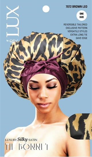 QFITT LUX SILKY SATIN TIE BONNET (LEO) - PATTERN