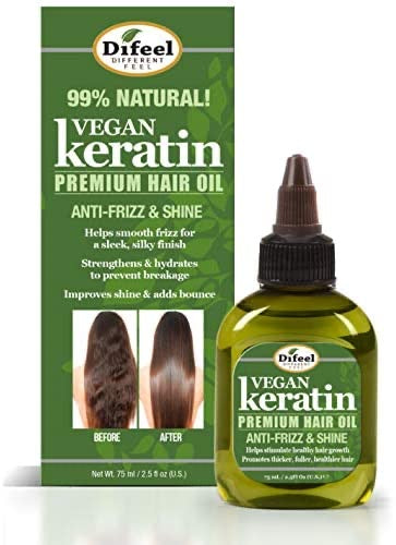 DIFEEL VEGAN KERATIN PREMIUM HAIR OIL - ANTI FRIZZ & SHINE 2.5 OZ.