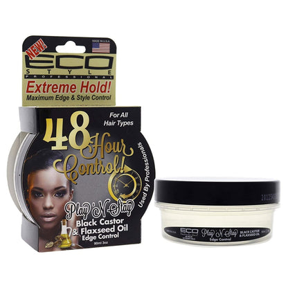 ECO PLAY 'N STAY BLACK CASTOR & FLAXSEED OIL EDGE CONTROL 3OZ
