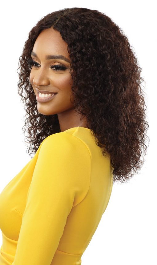 OUTRE 100% UNPROCESSED HUMAN HAIR LACE PART - WET & WAVY WIG - NATURAL DEEP 16″