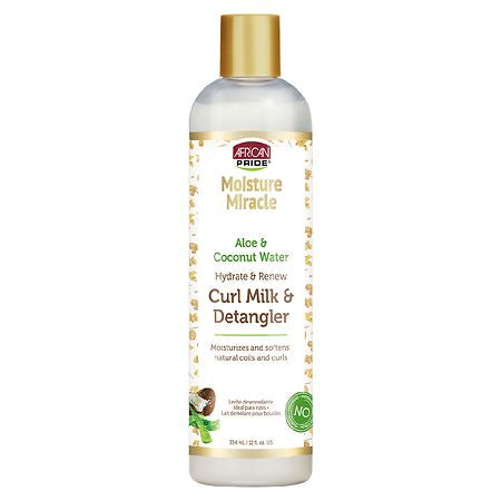 AFRICAN PRIDE MOISTURE MIRACLE CURL MILK AND DETANGLER 12 OZ.