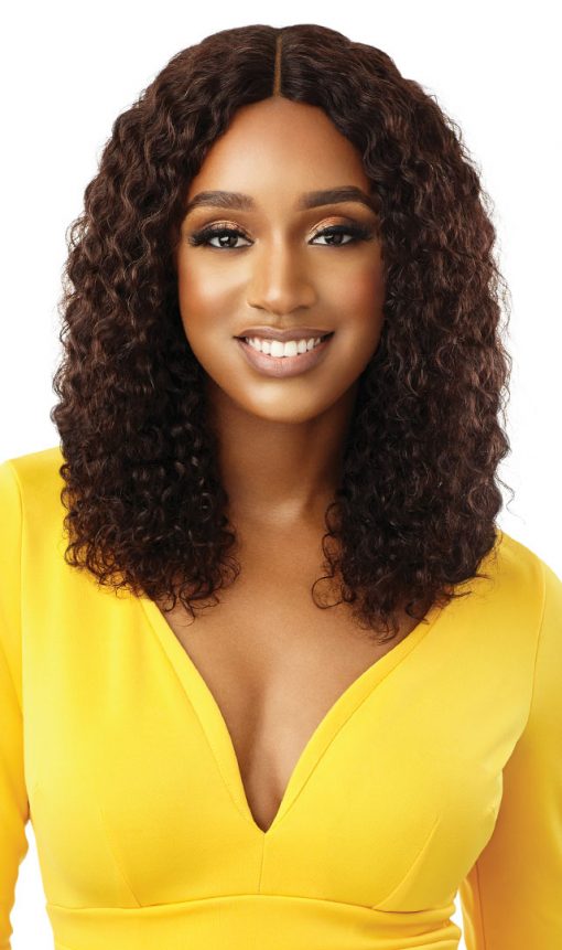 OUTRE 100% UNPROCESSED HUMAN HAIR LACE PART - WET & WAVY WIG - NATURAL DEEP 16″